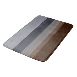 Modern Simple Stripe Design in Blues and Grey Bath Mat