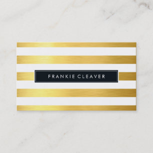 MODERN SIMPLE STRIPE PATTERN bold trendy gold foil Business Card