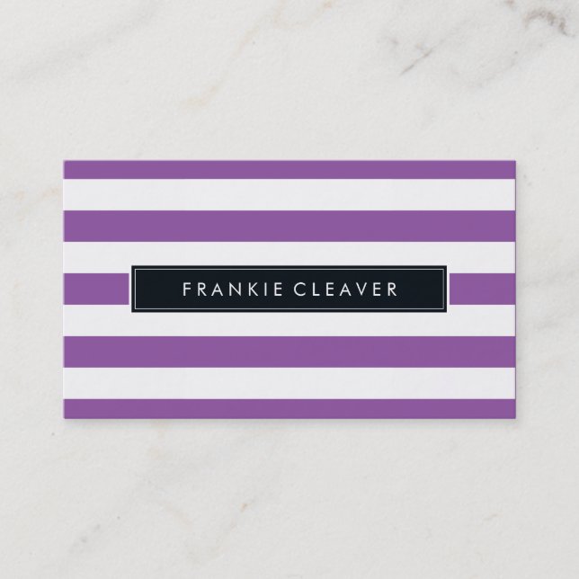 MODERN SIMPLE STRIPE PATTERN trendy bold purple Business Card (Front)
