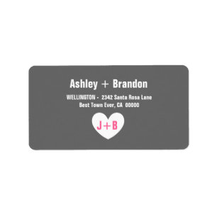 Modern Simple Style GRAY with Heart V022 Label