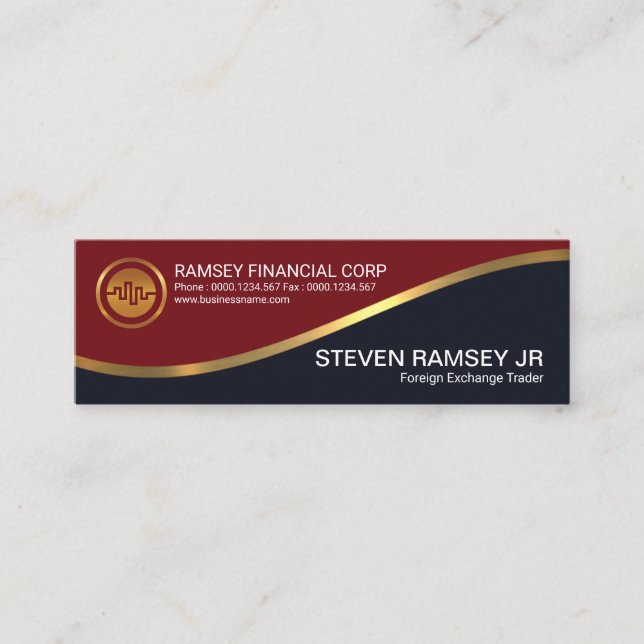 Modern Simple Stylish Gold Wave Forex Trader Mini Business Card (Front)