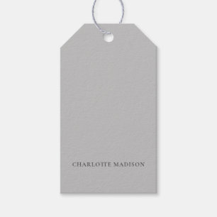 Modern Simple Stylish Grey Trendy Minimalist Name Gift Tags