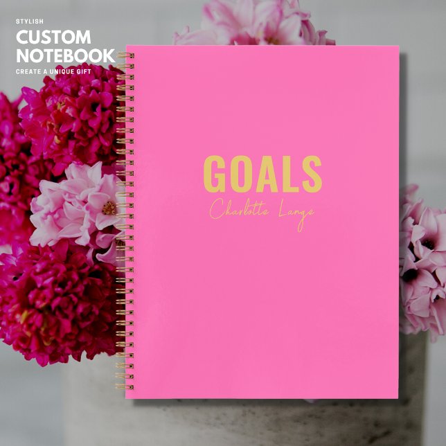 Modern Simple Stylish Hot Pink Goals Notebook (Creator Uploaded)