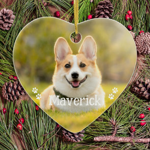 Modern Simple Stylish Personalised Pet Dog Photo Ceramic Tree Decoration