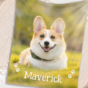 Modern Simple Stylish Personalised Pet Dog Photo Fleece Blanket