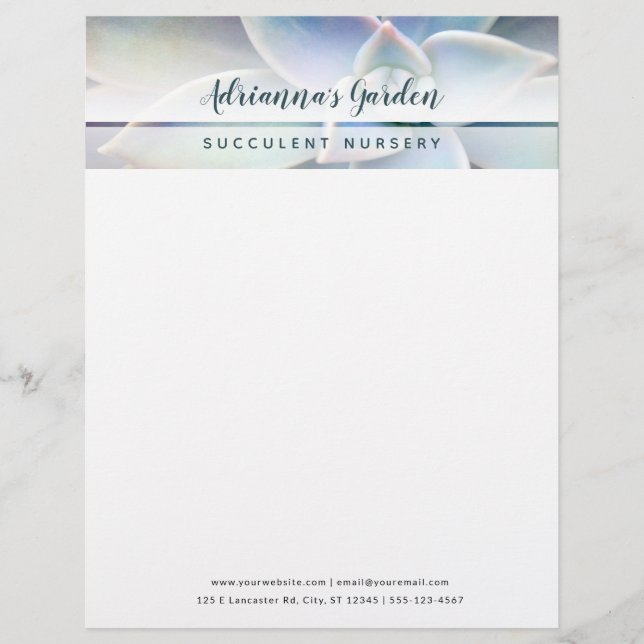 Modern Simple Succulent Plant Nursery Business Custom Letterhead (Front)