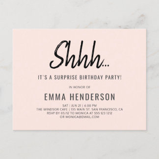 Modern Simple Surprise Birthday Invitation Postcard
