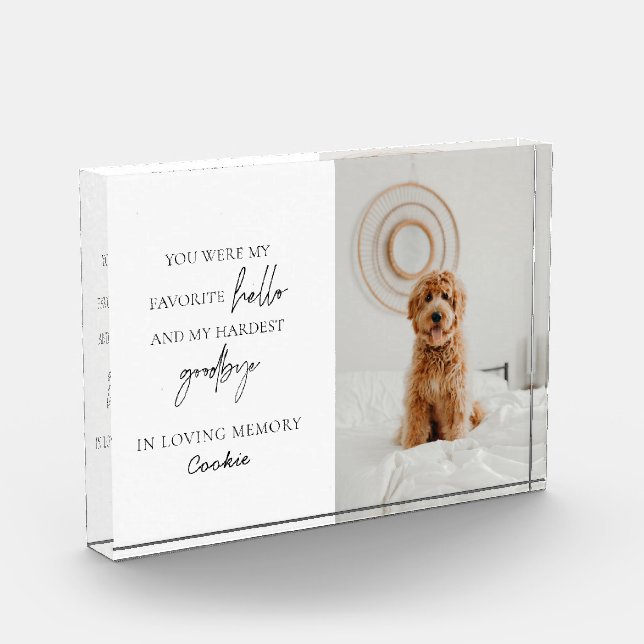 Modern Simple Sympathy Bereavement Pet Memorial Photo Block (Left)