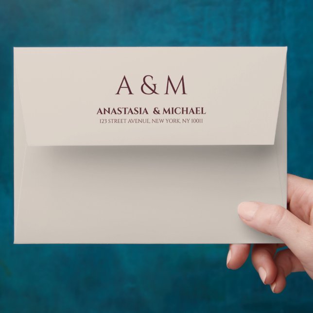 Modern simple tan minimalist wedding envelope (Hand)