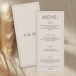 Modern simple tan minimalist wedding menu