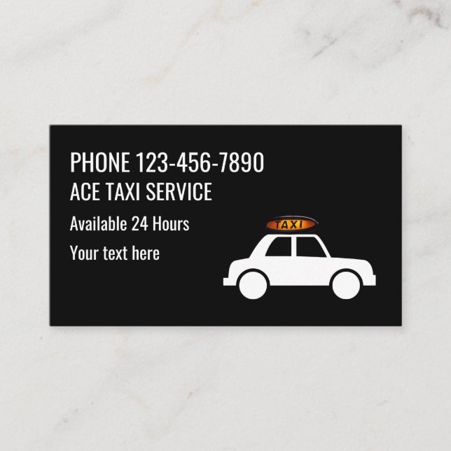 Modern Simple Taxi Service Business Card (Front)