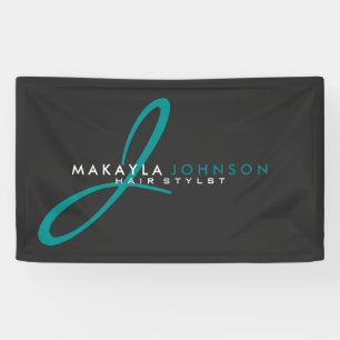 Modern & Simple Teal Blue Monogram Professional Banner