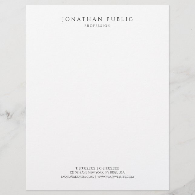 Modern Simple Template Elegant Black And White Custom Letterhead (Front)