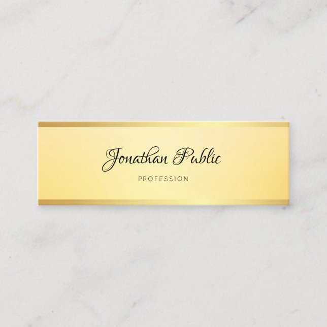 Modern Simple Template Elegant Glamourous Faux Gol Mini Business Card (Front)