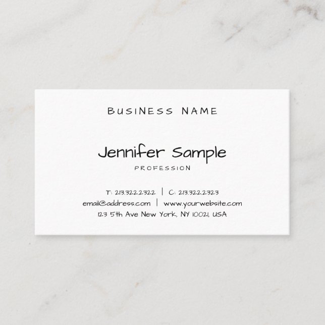 Modern Simple Template Elegant Handwritten Script Business Card (Front)