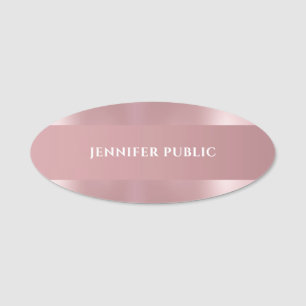 Modern Simple Template Elegant Rose Gold Oval Name Tag