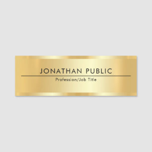 Modern Simple Template Faux Gold Metallic Look Name Tag