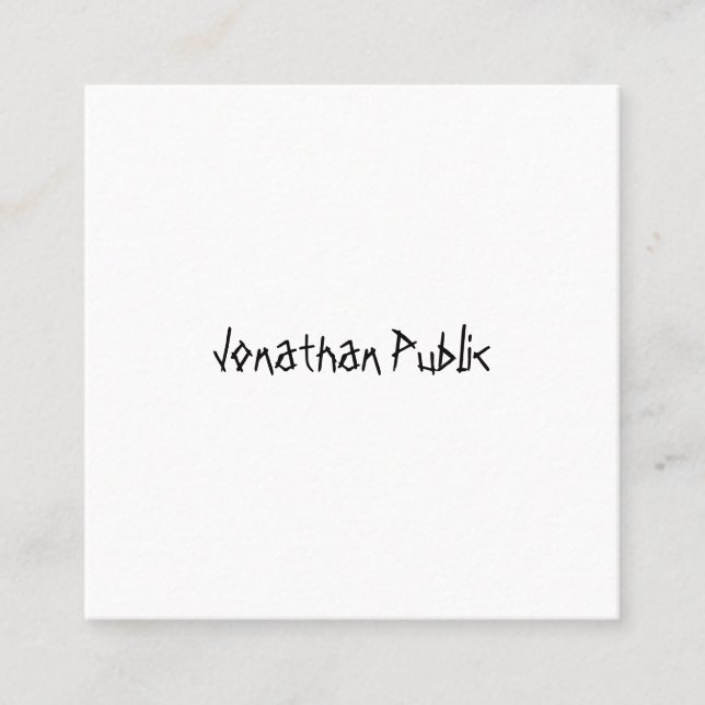 Modern Simple Template Hand Script Professional Square Business Card (Front)