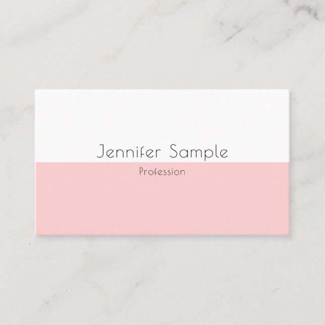 Modern Simple Template Mint Green Blush Pink Business Card (Front)