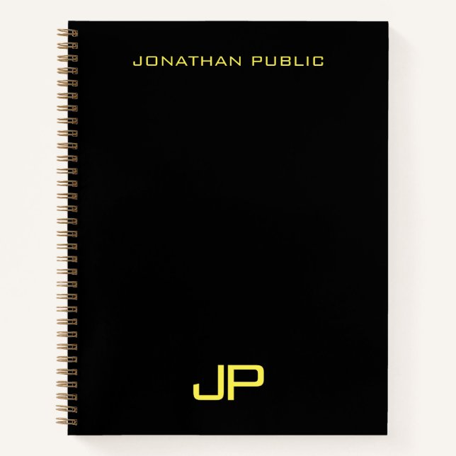 Modern Simple Template Monogram Initial Name Notebook (Front)