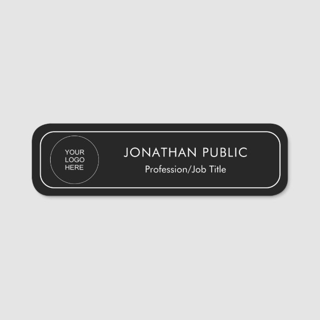 Modern Simple Template Upload Your Logo or Photo Name Tag (Front)