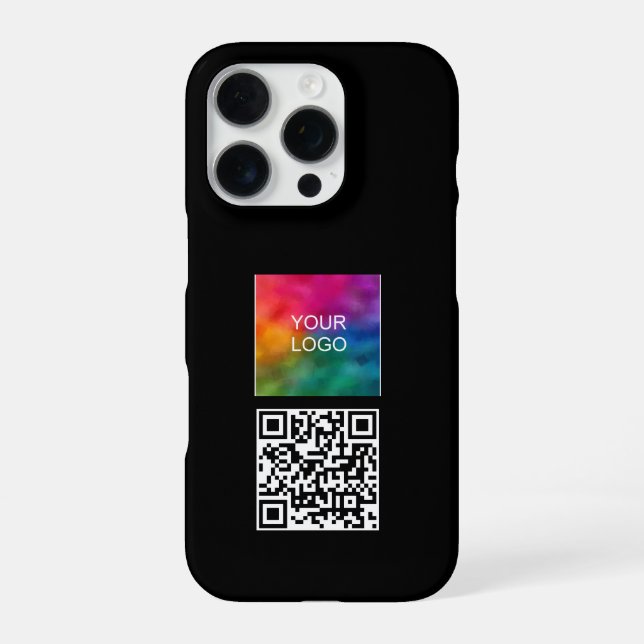 Modern Simple Template Upload Your Logo QR Code iPhone Case (Back)