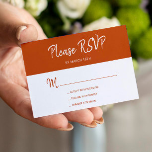 Modern simple terracotta script wedding RSVP Enclosure Card