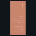 Modern Simple Terracotta Wedding Menu<br><div class="desc">This is Modern Terracotta Wedding menu,  that will add a touch of elegance to your Wedding party decor,  and rust and desert shades will be great for Fall Wedding. All text is editable,  just click on 'Personalise this template'. Matching items including Wedding Invitation suite also available.</div>