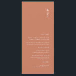 Modern Simple Terracotta Wedding Menu<br><div class="desc">This is Modern Terracotta Wedding menu,  that will add a touch of elegance to your Wedding party decor,  and rust and desert shades will be great for Fall Wedding. All text is editable,  just click on 'Personalise this template'. Matching items including Wedding Invitation suite also available.</div>