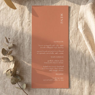 Modern Simple Terracotta Wedding Menu
