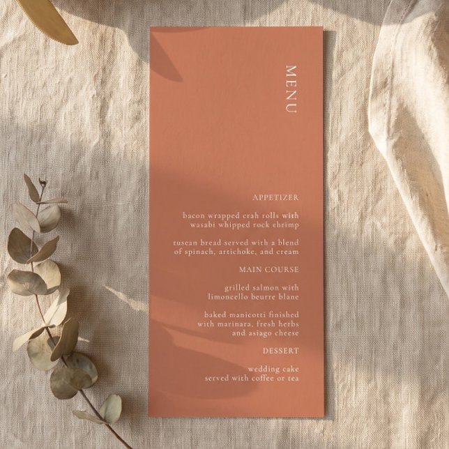Modern Simple Terracotta Wedding Menu (Creator Uploaded)