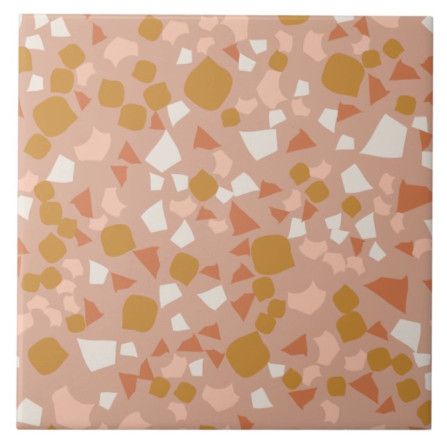 Modern Simple Terrazzo Blush Pink Gold Tile (Front)