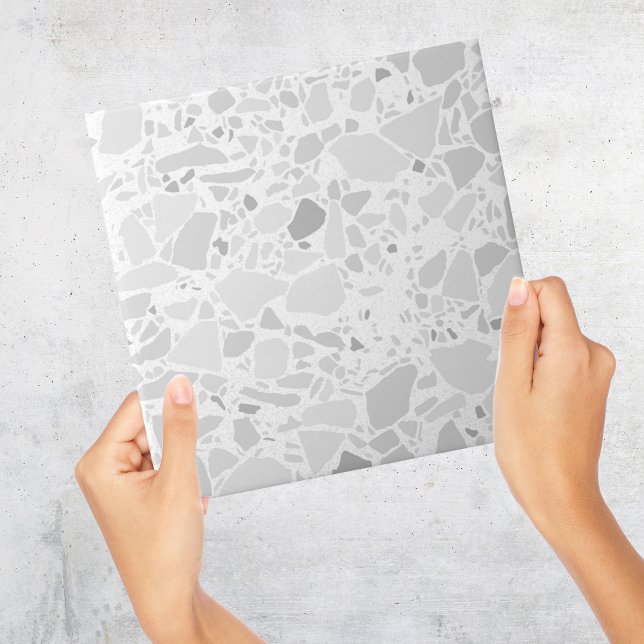 Modern Simple Terrazzo White Grey Tile (Modern White Terrazzo Tile)