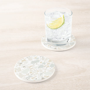 Modern Simple Terrazzo White Tile Coaster