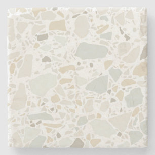 Modern Simple Terrazzo White Tile Stone Coaster