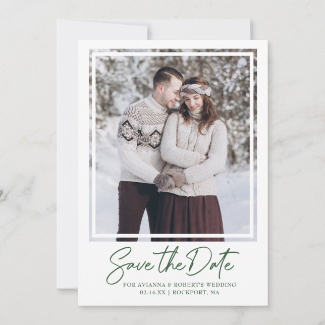 Modern Simple Text and Photo Wedding Save The Date (Front)