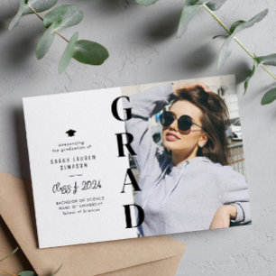 modern simple text photo graduation announcement