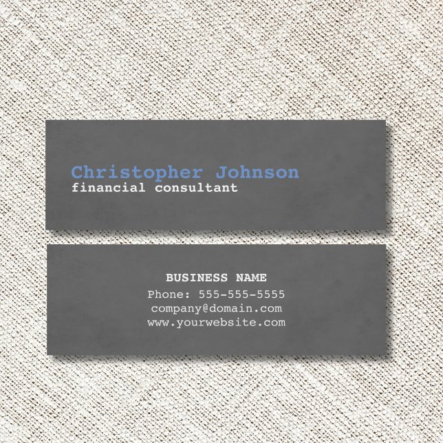 Modern Simple Texture Grey Blue Consultant Mini Business Card (Creator Uploaded)