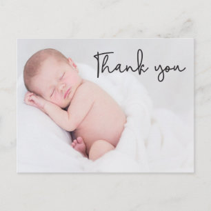 Modern Simple Thank You Baby Photo Baptism Postcard