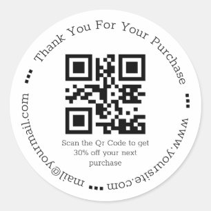 modern  simple  thank you business qr code  classic round sticker