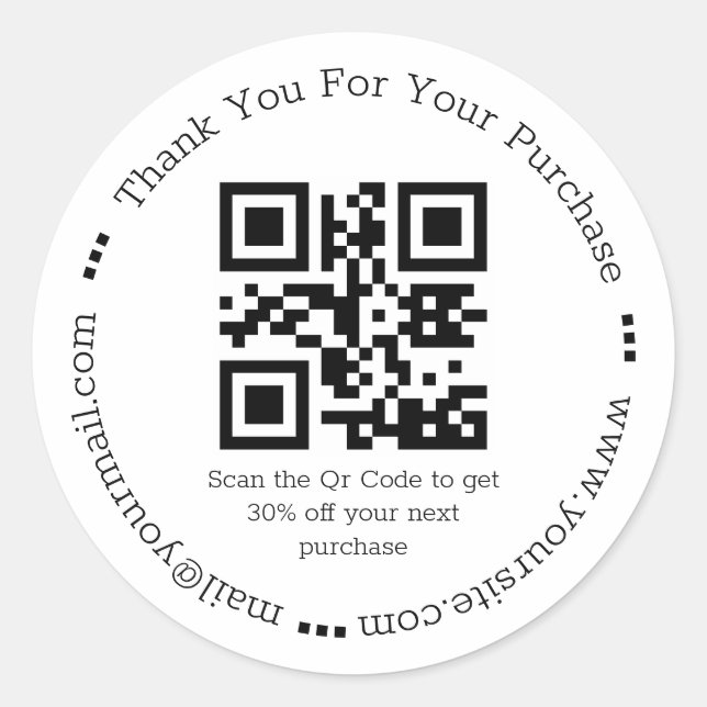 modern  simple  thank you business qr code  classic round sticker (Front)
