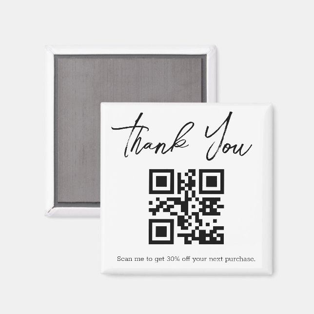 modern simple thank you business qr code  magnet (Front/Back)