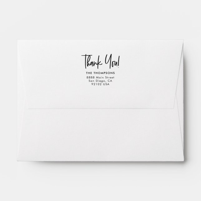 Modern Simple Thank you Family Return address Envelope (Back (Top Flap))