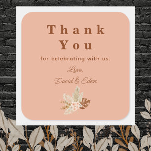 Modern Simple Thanks Thank You Wedding Square Sticker
