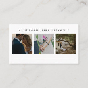 Modern Simple Three Photo Minimalist Photography Business Card