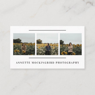 Modern Simple Three Photos Portrait Photography Business Card