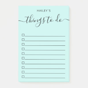 Modern Simple To Do List   Turquoise Post-it Notes