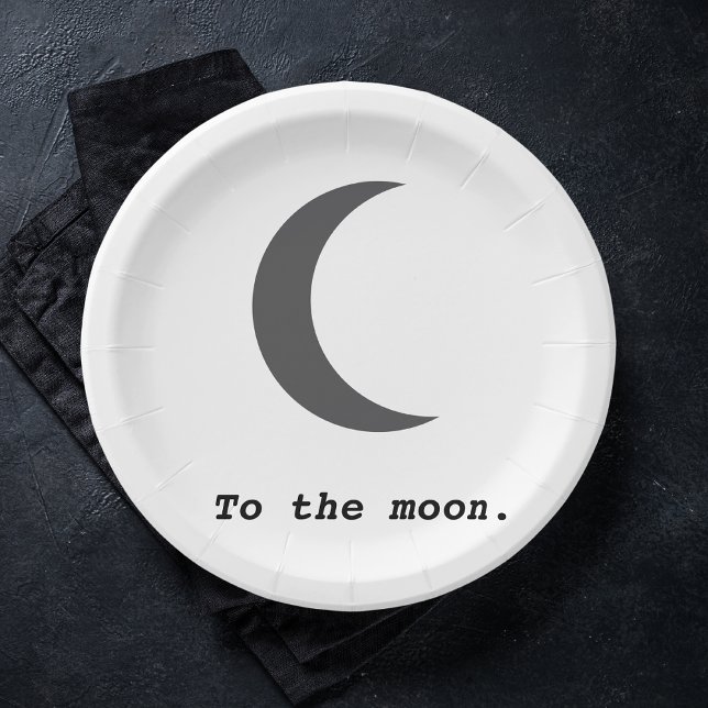 Modern Simple To the Moon Quote Paper Plate (Creator Uploaded)
