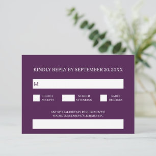 Modern Simple Traditional Purple Wedding RSVP Enclosure Card