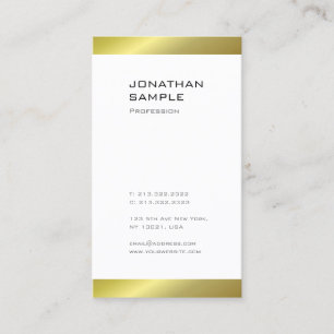 Modern Simple Trendy Elegant Gold White Template Business Card